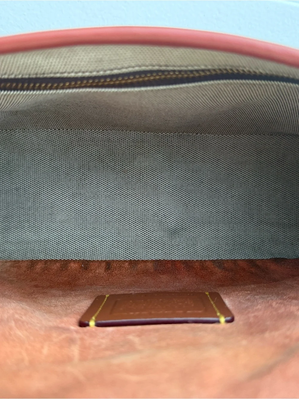 Coach soft tabby coral Shoulder Bag with Burgundy Trim & Gold 'C' Clasp